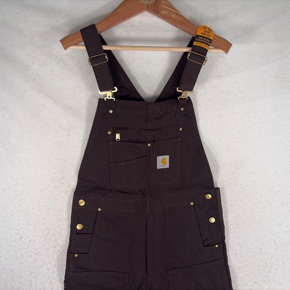 Carhartt Mens R01-M Duck Bib Overalls Relaxed Fit Dark Brown 32x30 NWT